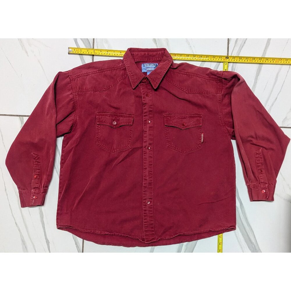 Vintage Introspect Jeanswear 90s red denim shirt 100% cotton Size XL